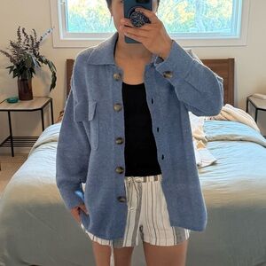 4/$20 - INDUSTRY Blue Button Up Sweater Shacket Jacket Camping Cardigan (XS)